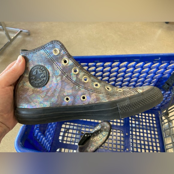 ISO (size 9.5 or 10) Oil Slick Leather Chuck Taylors - Picture 3 of 5